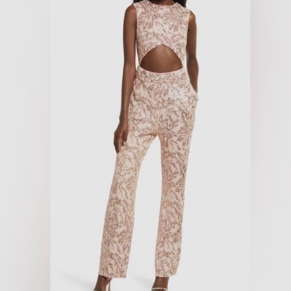 Blush Sequin Jumpsuit, Sho by Tadashi Soji, Size 4 - Picture 3 of 10